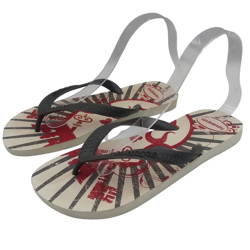 Havaianas Flip Flops Graphic‎ Print Thong Sandals Beach Pool Slides US9 EUR41/42
